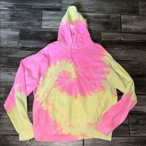 Tie-Dye Pink and Yellow Hoodie vintage men’s xl